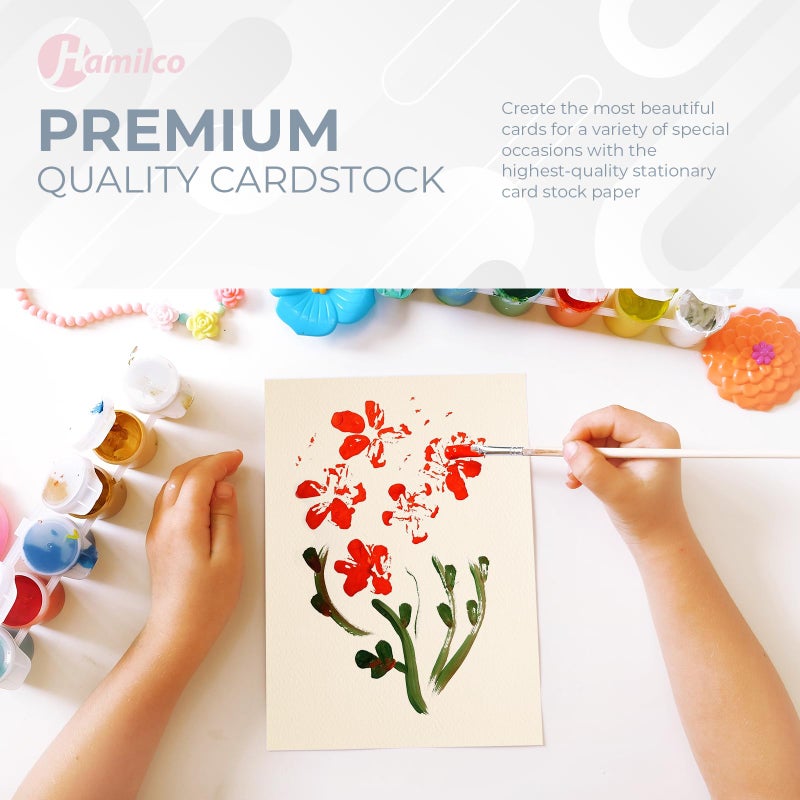 Hamilco ورق طباعة كرتوني بلون الكريمة من هاميليكو (50 حزمة) - 8.5 × 11 بوصة - ورق كرتوني سميك لصنع البطاقات - ورق كرتوني ثقيل 80 رطل - رائع للدعوات، أعياد الميلاد، الكتيبات - Image 3